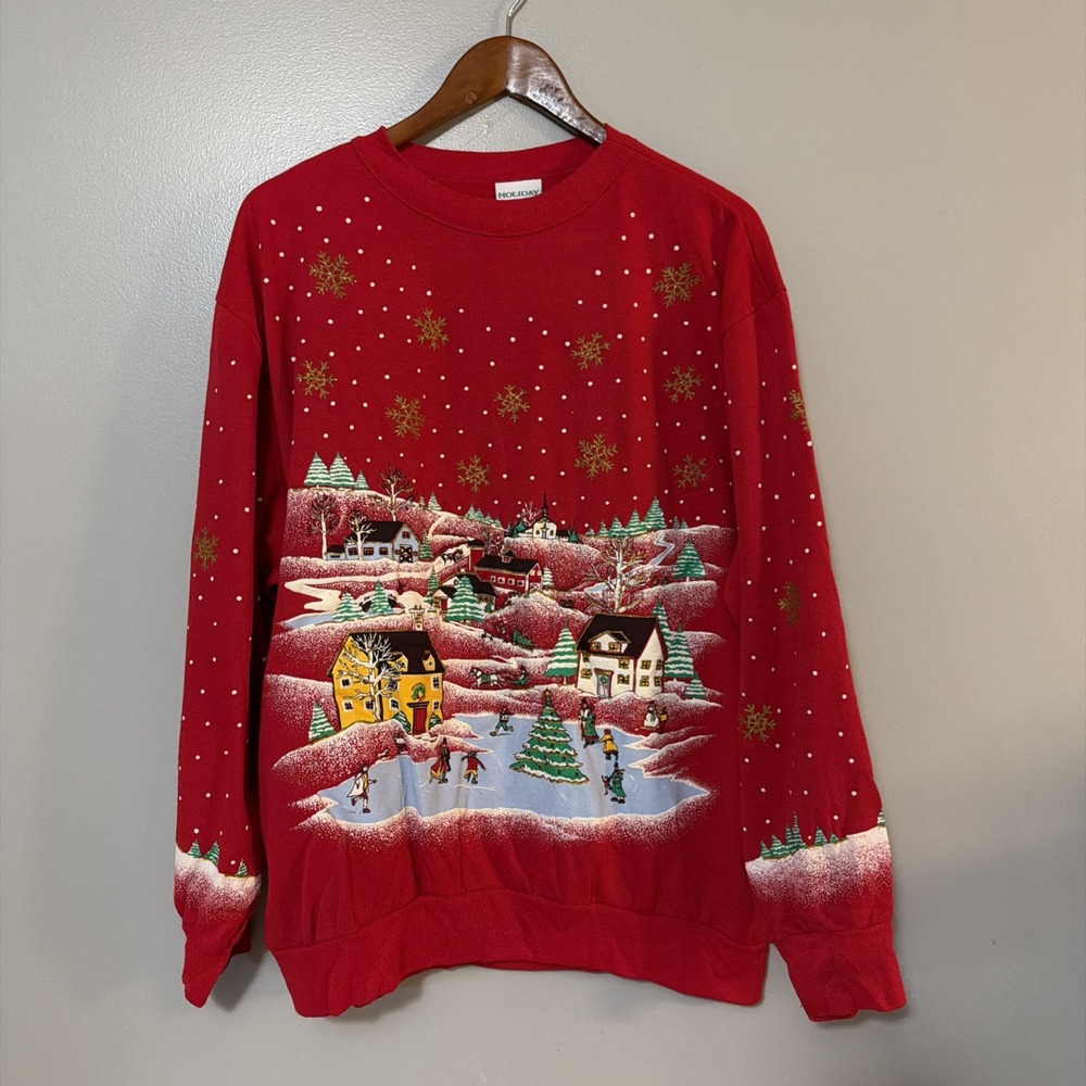 Vintage 80's Holiday Time Pullover Not Ugly Christmas Pullover XL